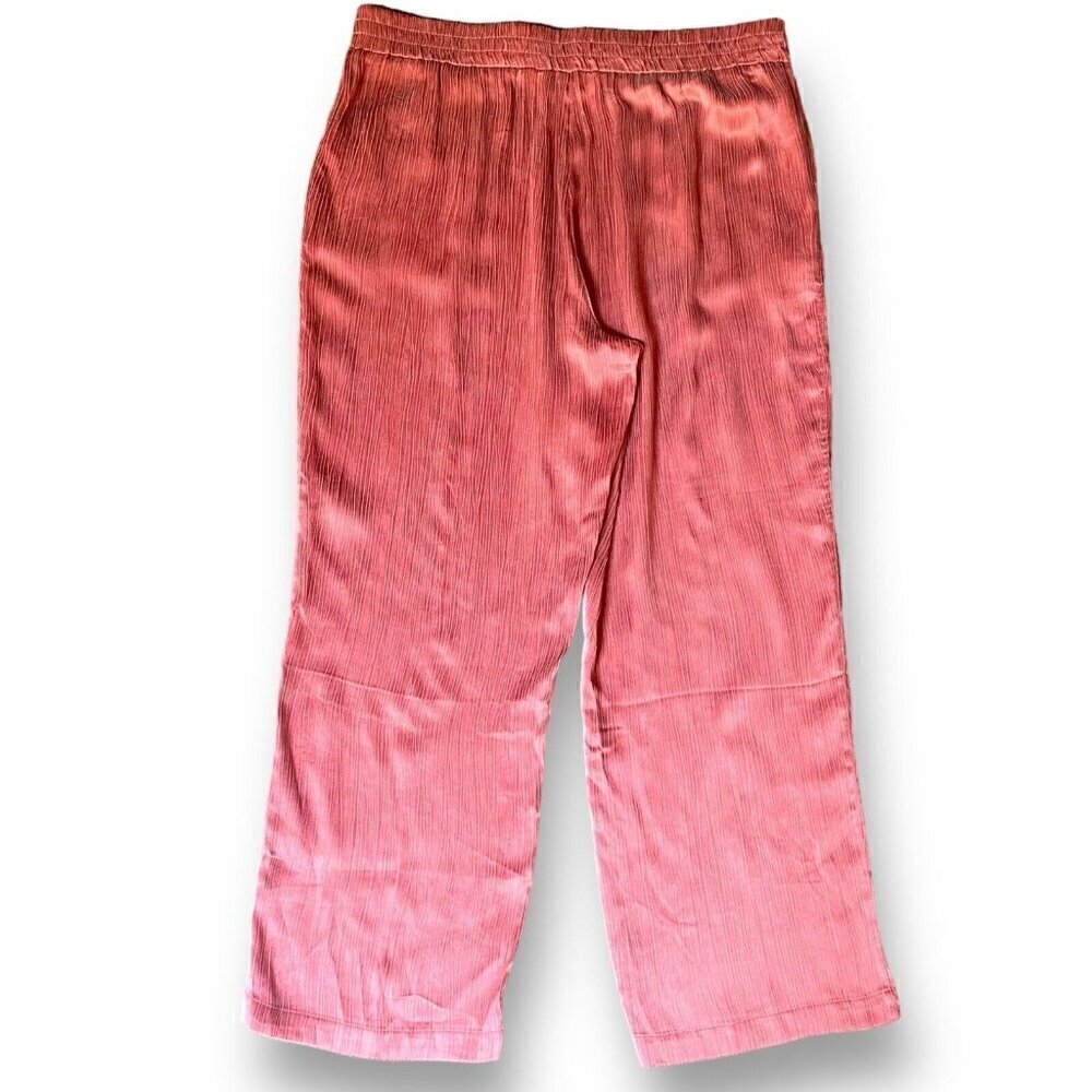 Soft Surroundings Womens Lumi Pant XL Marsala Rose Pink Pull On Textured Satin - Picture 5 of 8